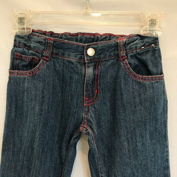 Gymboree Jeans Little Girl Size 7 Plus Red Bows Medium Wash Adjustable Waist - Picture 3 of 8